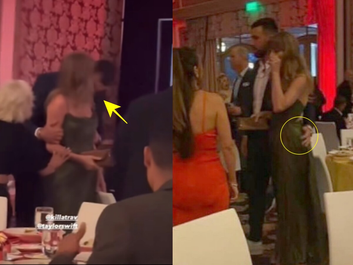 It’s beautiful when you love and you show it to your partner in a loving way. romantic gesture when Travis Kelce gently kissed Taylor’s shoulder and placed his hand on Taylor’s waist (buttocks) and she did not complain about this at all.