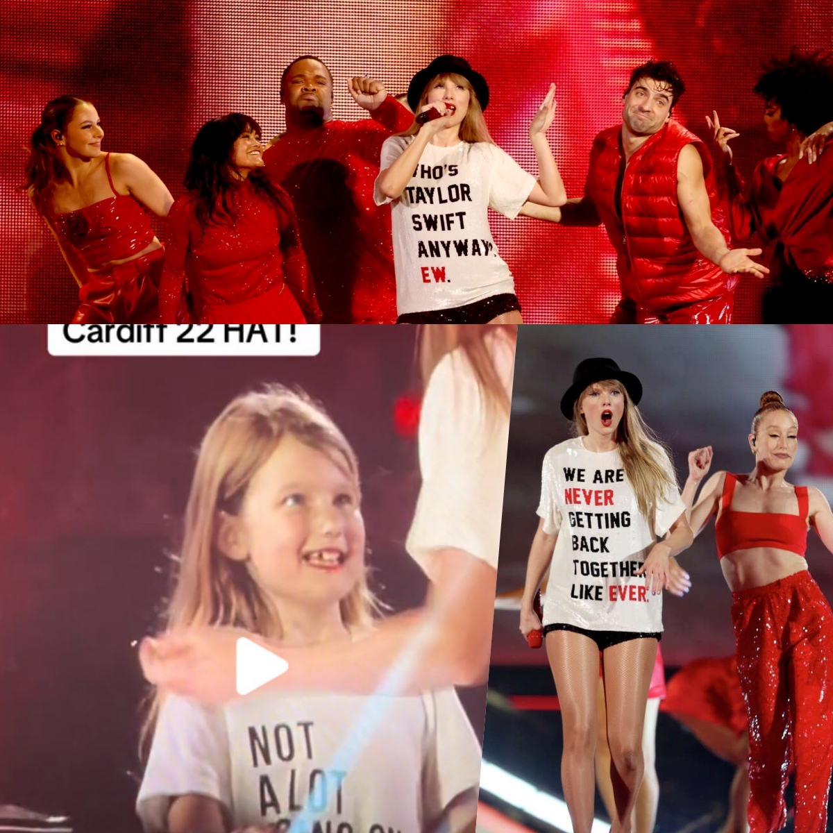 Taylor Swift Twins in Matching Outfit With Young Fan Who Got the ‘22’ Hat at the Cardiff ‘Eras Tour’ Show